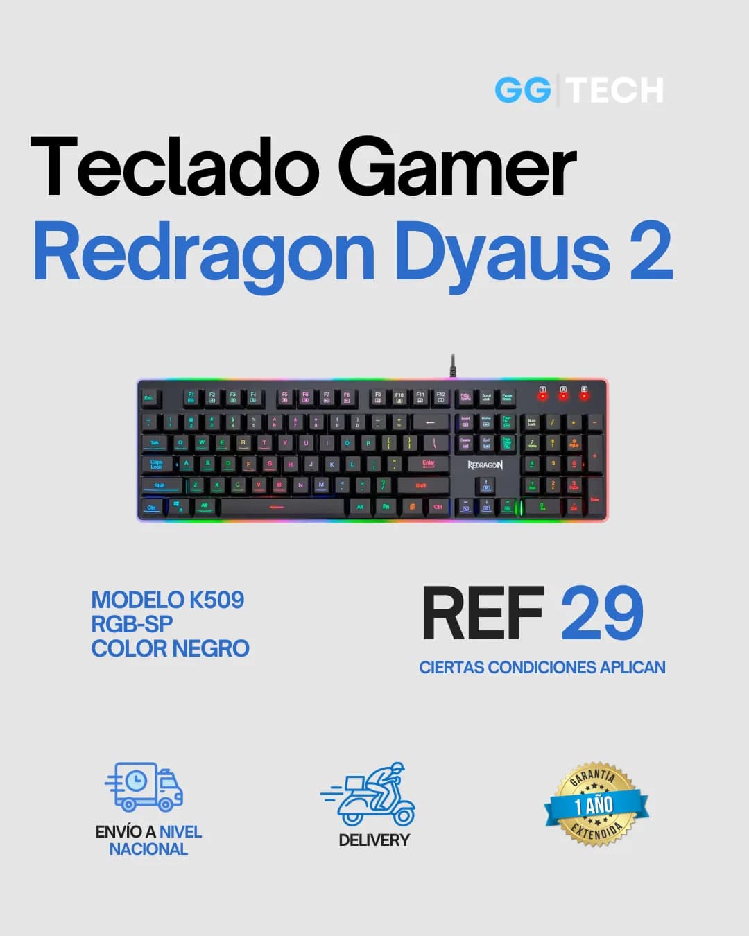 Teclado gamer Dyaus 2 K509 RGB