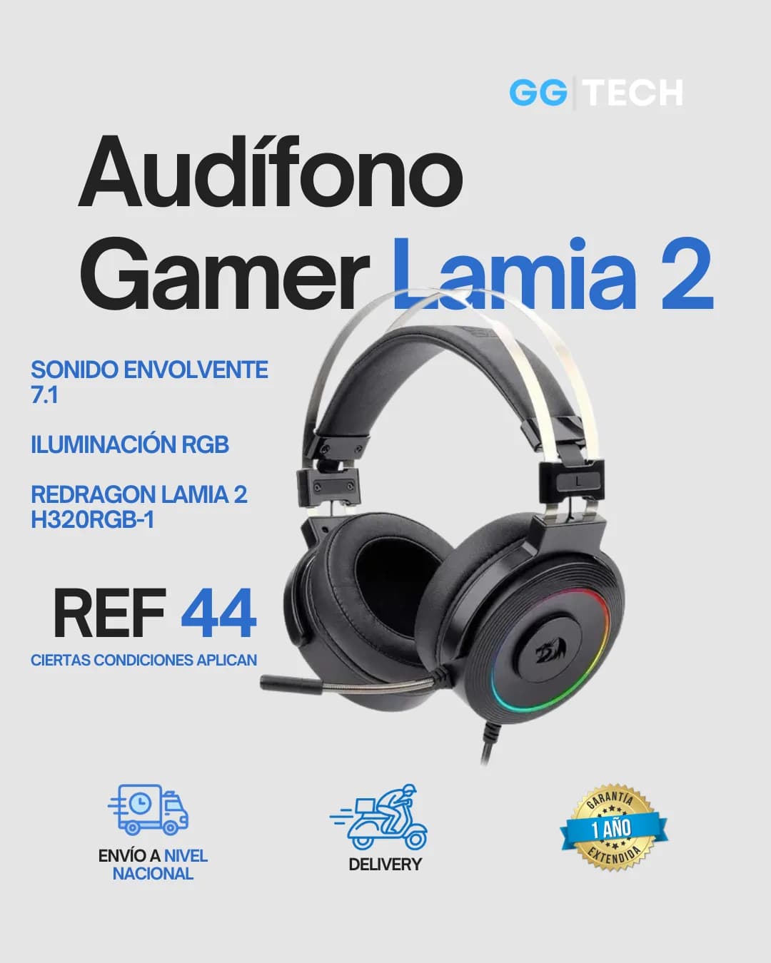 Audífono gamer Lamia 2 H320 RGB