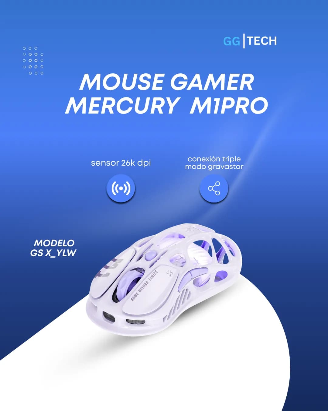 Mouse gamer Mercury M1 Pro Purple