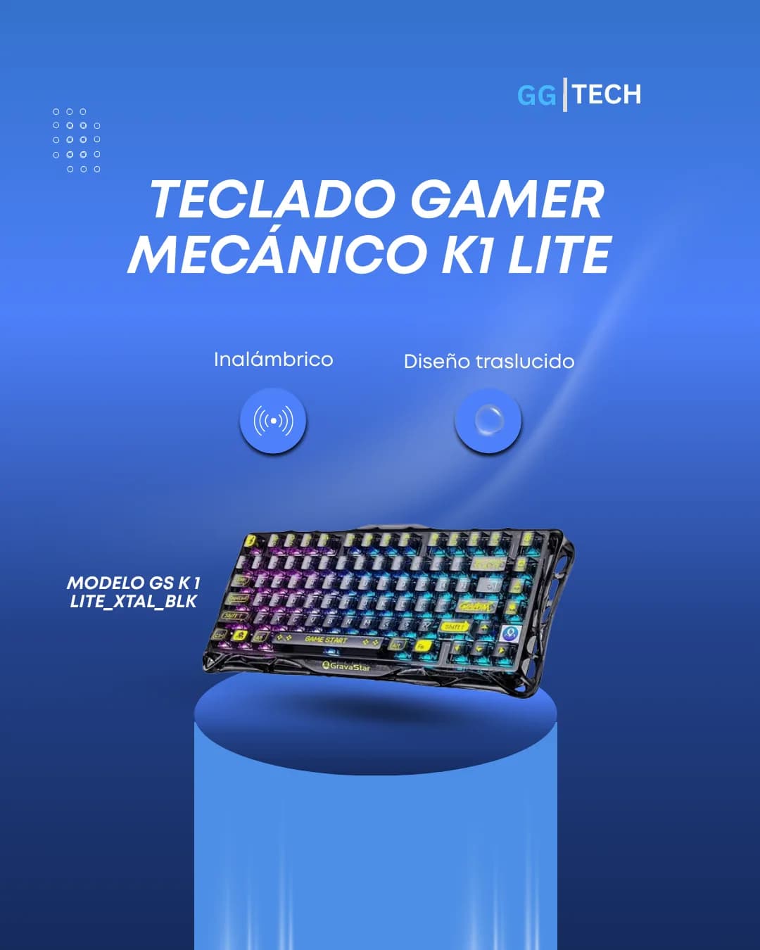 Teclado mecánico K1 Lite Crystal Black