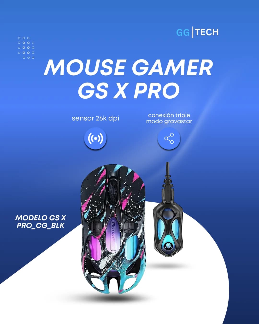 Mouse gamer GS X Pro Charcoal Black