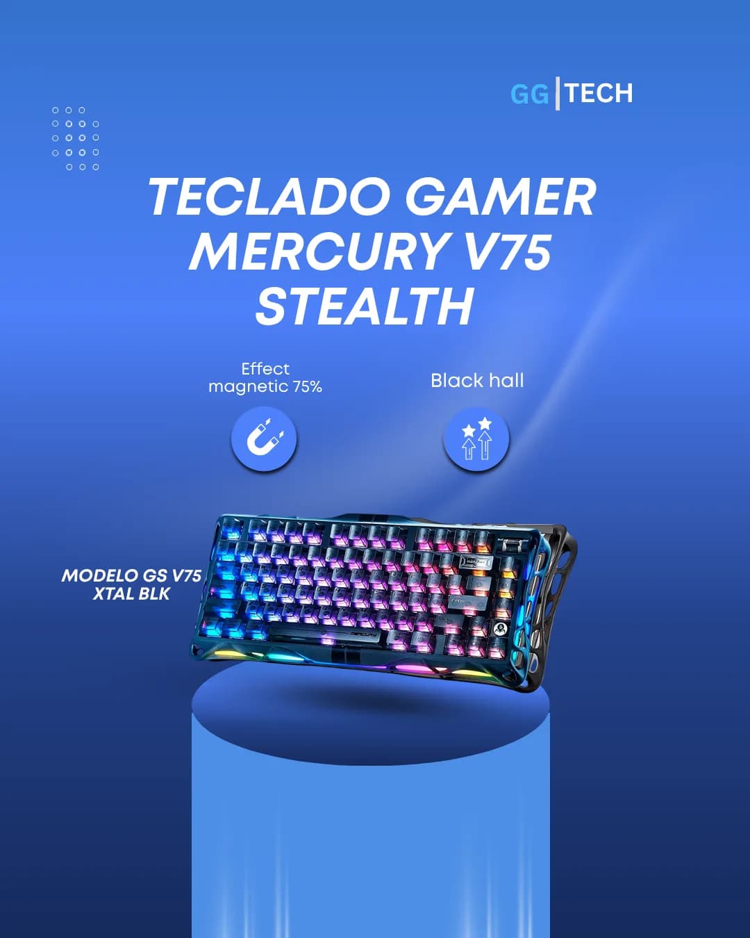 Teclado gamer Mercury V75 Stealth Black